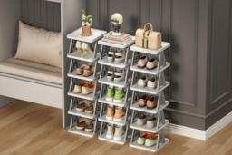 Maximize Space with Versatile 6-Tier Folding Plastic Shoe Rack Organizer - thumbnail 8