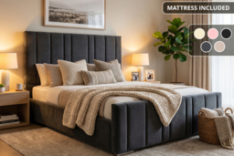 Lisbon Upholstered Bed with Mattress for Supreme Comfort & Style - thumbnail 2
