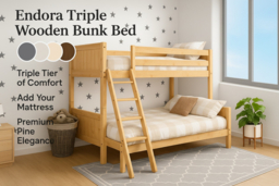 Endora Triple Delight Kids Wooden Bunk Bed with Safety Rails - thumbnail 7