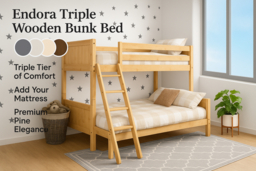 Endora Triple Delight Kids Wooden Bunk Bed with Safety Rails - thumbnail 6