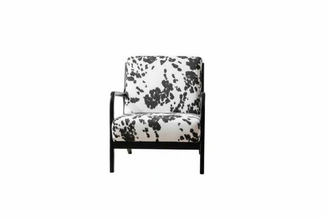 Velvet-Upholstered Black & White Spotted Armchair - Comfy & Stylish - image 1