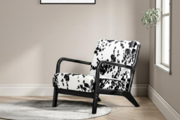 Velvet-Upholstered Black & White Spotted Armchair - Comfy & Stylish - thumbnail 7