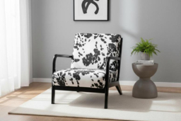 Velvet-Upholstered Black & White Spotted Armchair - Comfy & Stylish - thumbnail 6