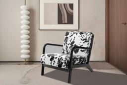Velvet-Upholstered Black & White Spotted Armchair - Comfy & Stylish - thumbnail 4