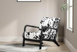 Velvet-Upholstered Black & White Spotted Armchair - Comfy & Stylish - thumbnail 3