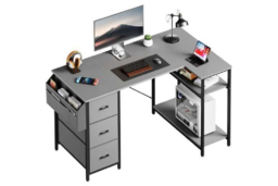 EcoFurnix L-Shaped Corner Desk with Storage - Modern Wood & Metal, 120x78cm, Space-Saving Living Room Workstation - thumbnail 6