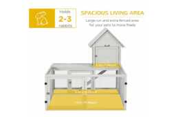Rabbit & Guinea Pig Hutch with Extra Fenced Run, Easy Clean Tray - Indoor Small Animal House, Light Grey - thumbnail 3