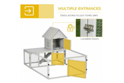 Rabbit & Guinea Pig Hutch with Extra Fenced Run, Easy Clean Tray - Indoor Small Animal House, Light Grey - thumbnail 8