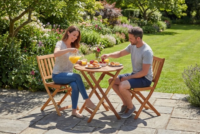 Acacia Hardwood Foldable Bistro Set - 2-Seater Outdoor Dining Furniture - image 1