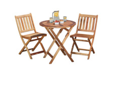 Acacia Hardwood Foldable Bistro Set - 2-Seater Outdoor Dining Furniture - thumbnail 2