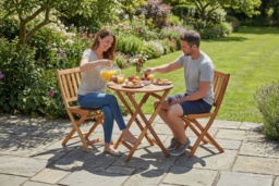 Acacia Hardwood Foldable Bistro Set - 2-Seater Outdoor Dining Furniture