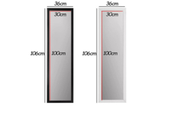 36cm x 106cm Full Length Wall Mounted Mirror - Modern Glass, Adjustable Over Door or Wall Hanging, Black or White Frame - thumbnail 7