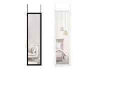 36cm x 106cm Full Length Wall Mounted Mirror - Modern Glass, Adjustable Over Door or Wall Hanging, Black or White Frame - thumbnail 5