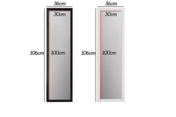 36cm x 106cm Full Length Wall Mounted Mirror - Modern Glass, Adjustable Over Door or Wall Hanging, Black or White Frame - thumbnail 3