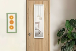 36cm x 106cm Full Length Wall Mounted Mirror - Modern Glass, Adjustable Over Door or Wall Hanging, Black or White Frame - thumbnail 2