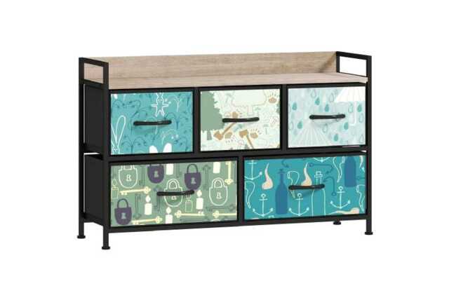 PRICE DROP! Blue 5-Drawer Modular Fabric Chest - Steel Frame, Removable Drawers, Space-Saving Storage Unit - image 1