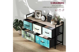 PRICE DROP! Blue 5-Drawer Modular Fabric Chest - Steel Frame, Removable Drawers, Space-Saving Storage Unit - thumbnail 8