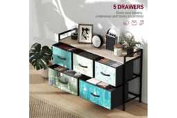 PRICE DROP! Blue 5-Drawer Modular Fabric Chest - Steel Frame, Removable Drawers, Space-Saving Storage Unit - thumbnail 4