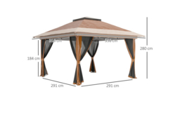 3.6x3.6m Weather-Resistant Pop-Up Garden Gazebo with Mesh Sides & Accessories - Brown - thumbnail 8