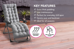 Extra-Thick Full Length Outdoor Chair Cushion - Garden Patio Accessory - thumbnail 7