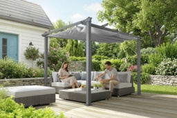 Aluminium Pergola Rectangular Gazebo - Modern Weather-Resistant 3m or 4m Garden Shelter - thumbnail 2