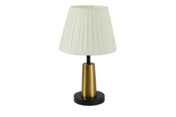 Black & Gold Table Lamp with Pleated Fabric Shade, LED Light - thumbnail 5