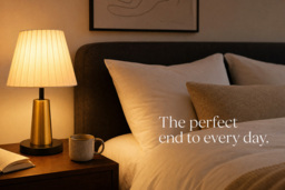 Black & Gold Table Lamp with Pleated Fabric Shade, LED Light - thumbnail 4