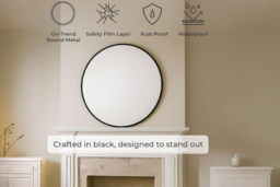 Round Metal Wall Mirror with Float Glass - 5 Sizes & 2 Colours - thumbnail 3