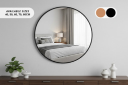 Round Metal Wall Mirror with Float Glass - 5 Sizes & 2 Colours - thumbnail 2
