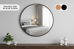 Round Metal Wall Mirror with Float Glass - 5 Sizes & 2 Colours - thumbnail 6