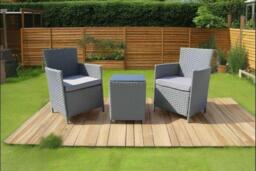 Rattan Garden Bistro Set with 2 Chairs and Table - Compact Outdoor Seating - thumbnail 4