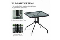 Modern Square Glass Bistro Table - Weather-Resistant Steel, 76x76cm, Outdoor Dining - thumbnail 7