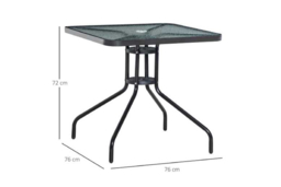 Modern Square Glass Bistro Table - Weather-Resistant Steel, 76x76cm, Outdoor Dining - thumbnail 6