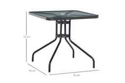Modern Square Glass Bistro Table - Weather-Resistant Steel, 76x76cm, Outdoor Dining - thumbnail 2