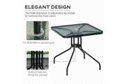 Modern Square Glass Bistro Table - Weather-Resistant Steel, 76x76cm, Outdoor Dining - thumbnail 3