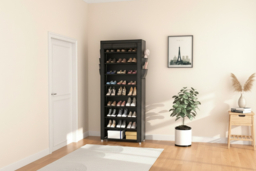 Modern 10-Tier Shoe Cabinet with Roll-Up Door - Side Storage Pockets & Spacious Design - thumbnail 6