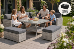 Bristol 9-Seater Rattan Furniture Set with Benches, Table & FREE Rain Cover - thumbnail 6