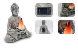 Solar LED Zen Buddha Garden Statue - Weatherproof Outdoor Lighting - thumbnail 4