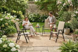 4× Foldable Metal Garden Chairs - Powder-Coated, Weather-Resistant, Set of 4 - Outdoor Patio Seating - thumbnail 5