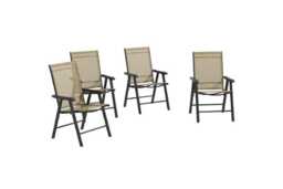 4× Foldable Metal Garden Chairs - Powder-Coated, Weather-Resistant, Set of 4 - Outdoor Patio Seating - thumbnail 2