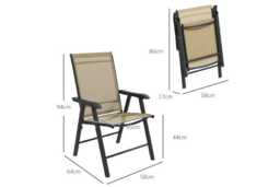 4× Foldable Metal Garden Chairs - Powder-Coated, Weather-Resistant, Set of 4 - Outdoor Patio Seating - thumbnail 3