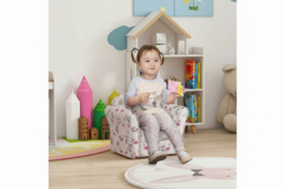 Kids Flamingo Nursery Armchair - Soft Flannel, Wooden Frame, Toddler Chair, Safety Certified - thumbnail 6