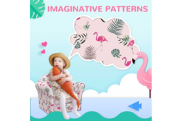 Kids Flamingo Nursery Armchair - Soft Flannel, Wooden Frame, Toddler Chair, Safety Certified - thumbnail 8