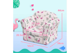Kids Flamingo Nursery Armchair - Soft Flannel, Wooden Frame, Toddler Chair, Safety Certified - thumbnail 7