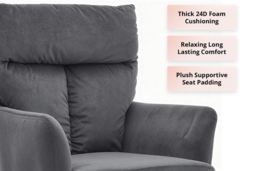 Upholstered Modern Swivel Chair with Black Iron Legs - Grey - thumbnail 4