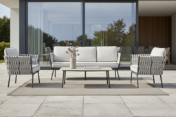 Luxury 5-Seater Aluminium & Rope Garden Lounge Set with Cushions & Coffee Table - thumbnail 5