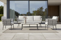 Luxury 5-Seater Aluminium & Rope Garden Lounge Set with Cushions & Coffee Table - thumbnail 1