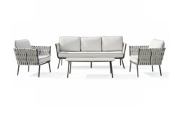 Luxury 5-Seater Aluminium & Rope Garden Lounge Set with Cushions & Coffee Table - thumbnail 7