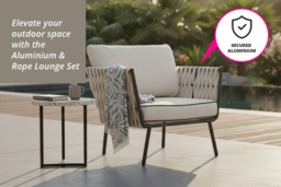 Luxury 5-Seater Aluminium & Rope Garden Lounge Set with Cushions & Coffee Table - thumbnail 4