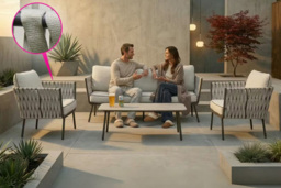 Luxury 5-Seater Aluminium & Rope Garden Lounge Set with Cushions & Coffee Table - thumbnail 2